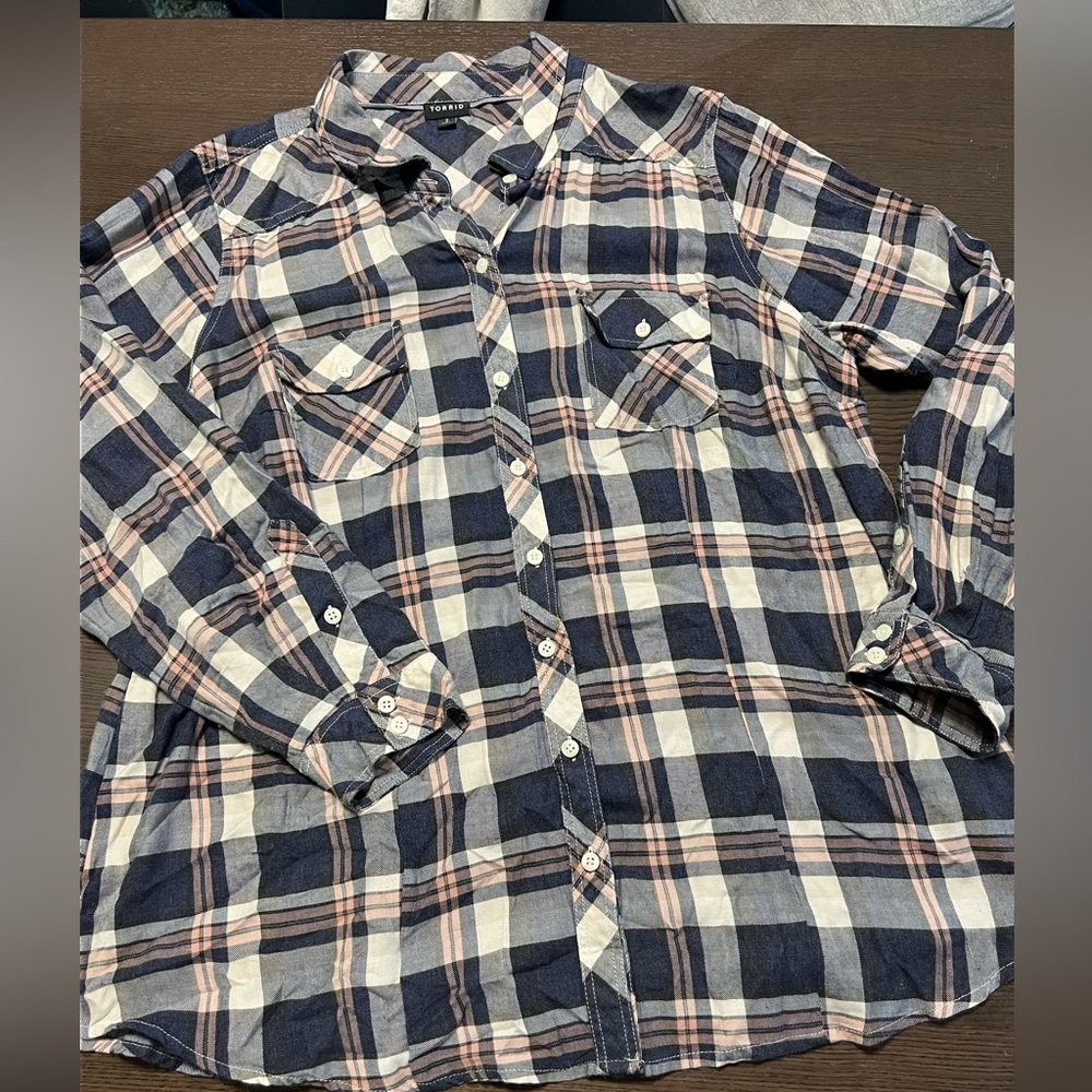 Torrid Plaid Collard Shirt
